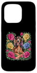 iPhone 15 Pro Cartoon Irish Setter dog with roses Case