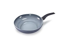 Moneta Aria Finegres Wok pour induction, revêtement naturel et ant-iadhésif, sauteuse durable convenant à tous les feux, lavable au lave-vaisselle, 28 cm