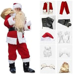 Miesten joulupukkiasusetti, 10 kpl Deluxe Velvet Adult Santa Claus -puku