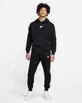 Nike Sportswear Sport Essential Mens Fleece Hooded Tracksuit Black/White Cotton - Size Large