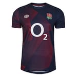 Umbro Kids England Rugby Warm Up Shirt 2023 2024 Juniors Navy/Red 9-10 Years
