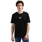 Calvin Klein Jeans T-Shirt Manches Courtes Homme Monologo Col Ras-du-Cou, Noir (CK Black), S