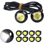 10 st (12V, vit) 18mm Eagle Eye LED-ljus 9W DRL Körljus Backup Backup Parkeringssignal Bilar Lampor