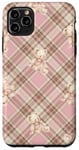 Coque pour iPhone 11 Pro Max Adorable ours en peluche Coquette Rose Plaid doux Fille Vintage