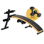 SportPlus | Newest edition | Banc de musculation pliable avec 2 haltères de 1,5 kg, appareil pour abdominaux avec fixation des jambes, avec poignées, fait travailler tout le corps