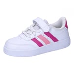 adidas BREAKNET 2.0 Shoes Children Tennis, Cloud White/Lucid Fuchsia/Beam Pink, 10 UK