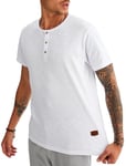 Leif Nelson T-Shirt d'été pour Homme - Col Rond - Coupe Droite - 100% Coton - Décontracté - Basique - Manches Courtes, Blanc., L