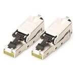 DIGITUS DN-93631 - Connecteur réseau Cat 6A - 2 pièces - Blindé 360° - Connecteur de Terrain RJ45 Cat6A - Montage sans Outil - 500 MHz - 10GBase-T - 10 Gbit/s - AWG 27/7 à AWG 22/1