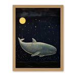 Artery8 Whale Breach at Full Moon Reach for the Stars Conceptual Artwork Kids Bedroom Artwork Framed Wall Art Print 18X24 Inch