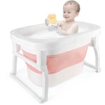 Baignoire Pliable BéBé Baignoire Bebe, Antidérapante Bassin de Douche, pour Enfant 0-3 (Rose) - Aqrau