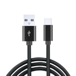 Fast Charge USB Type C Data Phone Charger Cable Lead 1 Meter - Black