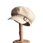 QB Mode Chapeau Femmes Casquette Octogonale Béret Rayé Rétro Artiste Chapeau Peintre Chapeaux Octogonaux Noir Marron Casual Caps-Beige, M