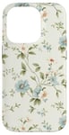 iPhone 14 Pro Light Blue Floral Bouquet with Green Leaves on Cream Case