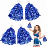 Cheerleading Pom Poms 4-pack Cheerleader Squad Spirited Fun Pompoms Pom Poms Cheer Poms Hand Flowers Metallic Foil Pompoms, Blå