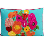 Kare Coussin Design Fiorista - Bleu - 60 x 40 cm - Coussin décoratif - Coussin de canapé avec Fermeture éclair - Housse 100% Coton