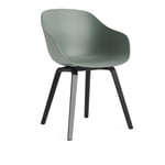 HAY - AAC222 Chair Black WB Lacq Oak Base Fall Green 2.0 Shell - Matstolar - Hee Welling - Grön - Trä/Plast