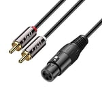 J&D XLR vers 2 RCA Répartiteur en Y Câble Patch, PVC écalé Unbalanced 2X RCA Mâle à XLR Femelle Audio Stéréo Adaptateur de Câble Interconnexion pour Mixeur de Microphone à Condensateur AMP, 2,7 Meter