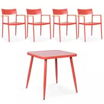 Ensemble table de jardin et 4 fauteuil en aluminium/bois terracotta