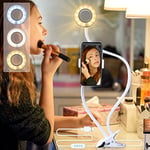 AGM Selfie Ring Light, 3.54inch Diameter with 24inch Gooseneck Stand & Cell Phone Holder Makeup Light, Teleworking Social Media Live-Streaming Phone Mount