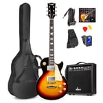 Max Gigkit LP Elgitarr - komplett set med 40 W Peak effekt förstärkare och tillbehör - Sunburst, Elgitarr set med 40W Peak effektförstärkare och tillbehör