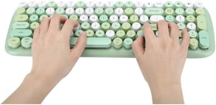 Clavier sans Fil, Clavier Multi-périphériques pour Bluetooth 5.1 Clavier sans Fil pour Ordinateur Portable, Téléphone Portable, Tablette Élégante Touche(Version de Couleur mélangée Verte)