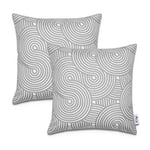 Paco Home Housse De Coussin Housse De Coussin Décoratif Lot De 2 Canapé Salon Feuilles Scandinave, Couleur:Gris, Sets:2pcs-Set