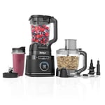 Ninja 3-in-1 Detect Power Blender Processor Pro, Powerful 1200W Blender, Food Processor Bowl, Dough Blade, 1x Single Serve Cup, Jug, Make Pizza Dough, Blend, Chop & Mix, Black, TB401UK