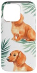 Coque pour iPhone 14 Pro Max Aquarelle orange motif teckel tropical