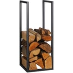 Relaxdays - Porte-bûches, métal, HxLxP : 75x30x30 cm, rangement pour intérieur, empilage, bois de chauffage, noir