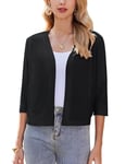 Zeagoo Boléro Festif pour Femme Cardigan Élégant Ouvert sur Le Devant Veste Boléro Courte Noir M