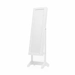 InnovaGoods - Armoire à Bijoux sur Pied avec Miroir, LED 16 Lumières, Design Élégant en Bois, Multifonction avec Grande Capacité, 4 Niveaux d'Inclinaison, Blanc, Standard, Plastique