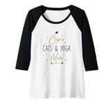 Womens Coffee Cats and Yoga Mats Raglan Baseball Tee