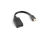 lanberg AD 0003 BK Adaptateur Mini DisplayPort 1.2 (Mini DP) vers connecteur displayport Femelle avec câble, 10 cm Noir