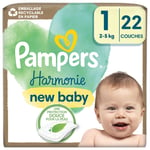 Couches Bébé Harmonie 2 - 5 Kg Taille 1 Pampers - Le Pack De 22 Couches