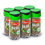 Schwartz Basil 10 G | Jar | Pack of 6 | Sweet and Peppery Taste | Versatile Aromatic Herb to Elevate Any Meal | Perfect for Italian and Mediterranean Classics, Soups, Salads and Desserts