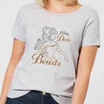 T-Shirt Femme Princesse Belle Je ne Sors qu'Avec des Bêtes - La Belle et la Bête (Disney) - Gris - XS