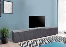 Dmora - TV stand Lucas, Low sideboard for living room, TV stand base, 100% Made in Italy, cm 244x44h46, Slate