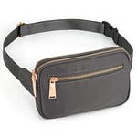 UTO Sac Banane Femme Homme Fanny Pack Ceinture Imperméable Nylon Mode Léger Sac de Taille avec 3 Poches zippées Zapata Gris foncé