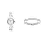 EMPORIO ARMANI Women's Watch and Bracelet, Silver Stainless Steel, Set