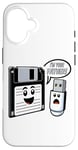 Coque pour iPhone 16 Disquette vers clé USB 90s 00s Ordinateur Drôle Geek Joke