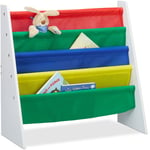 Tagère enfants, Bibliothèque chambre, Etagère rangement livres, mdf + Polyester, 4 compartiments, multicolore - Relaxdays