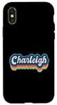 Coque pour iPhone X/XS Charleigh Prénom Fille Style Vintage Années 70 80 Personnalisé