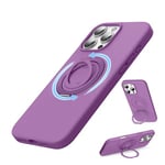 SURPHY Design for iPhone 16 Pro Max Case, with 360° Rotatable Magnetic Stand & Finger Ring, Liquid Silicone Phone Case for iPhone 16 Pro Max 6.9 inch 2024, Orchid Purple