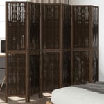 Room Divider 6 Panels Dark Brown Solid Wood Paulownia vidaXL