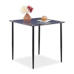 Relaxdays Table d'appoint en Verre, carrée, Acier, Moderne, H x L x P : 50 x 50 x 50 cm, pour Le Salon, Gris/Noir