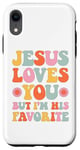 Coque pour iPhone XR Retro Groovy Jesus t'aime mais je suis son chrétien préféré