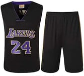 Hyzb Vêtements de Basket-Ball Boy Homme- Los Angeles Lakers Kobe Bryant 24 brodé Jersey Basketball Maillots Costumes d'été Kits Top + Shorts Set 1 (Color : XXL (95kg~110kg))