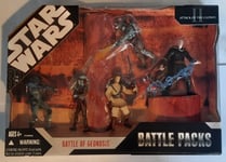 STAR WARS BATTLE PACKS BATTLE OF GEONOSIS 30TH FIGURES JANGO FETT DOOKU OBI NEW