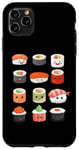 Coque pour iPhone 11 Pro Max Visages de sushis kawaii mignons type japonais de suchi amateur de nourriture