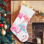 Julklapp, personliga julklappsstrumpor 2-pack Flamingo Tropisk fågel Blomma Rosa 18 tum Julstrumpor Hängande Ornament Eldstad